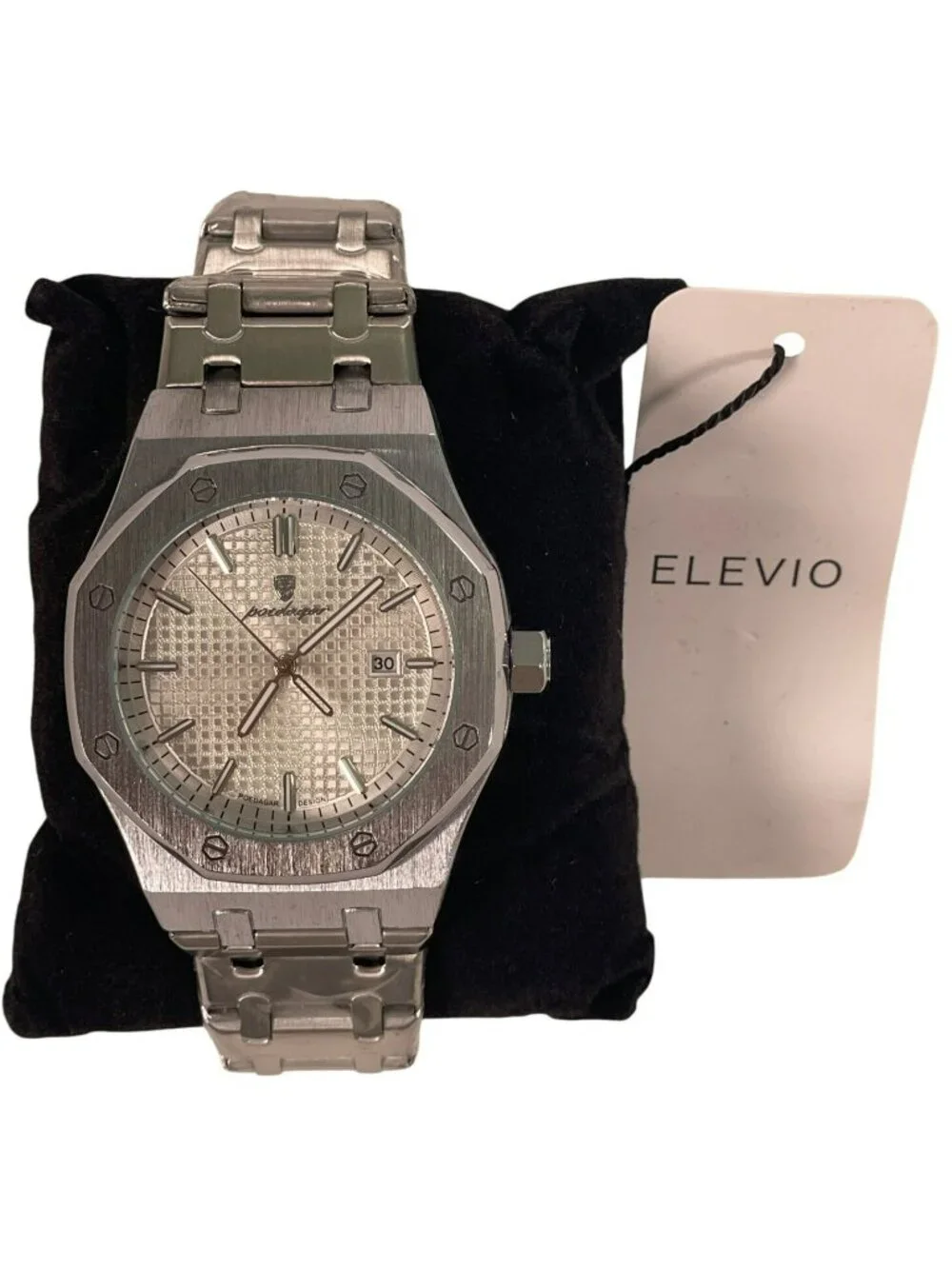POEDAGAR Men's Quartz 924B Chronograph Watch Stainless Steel Silver Men's NEW